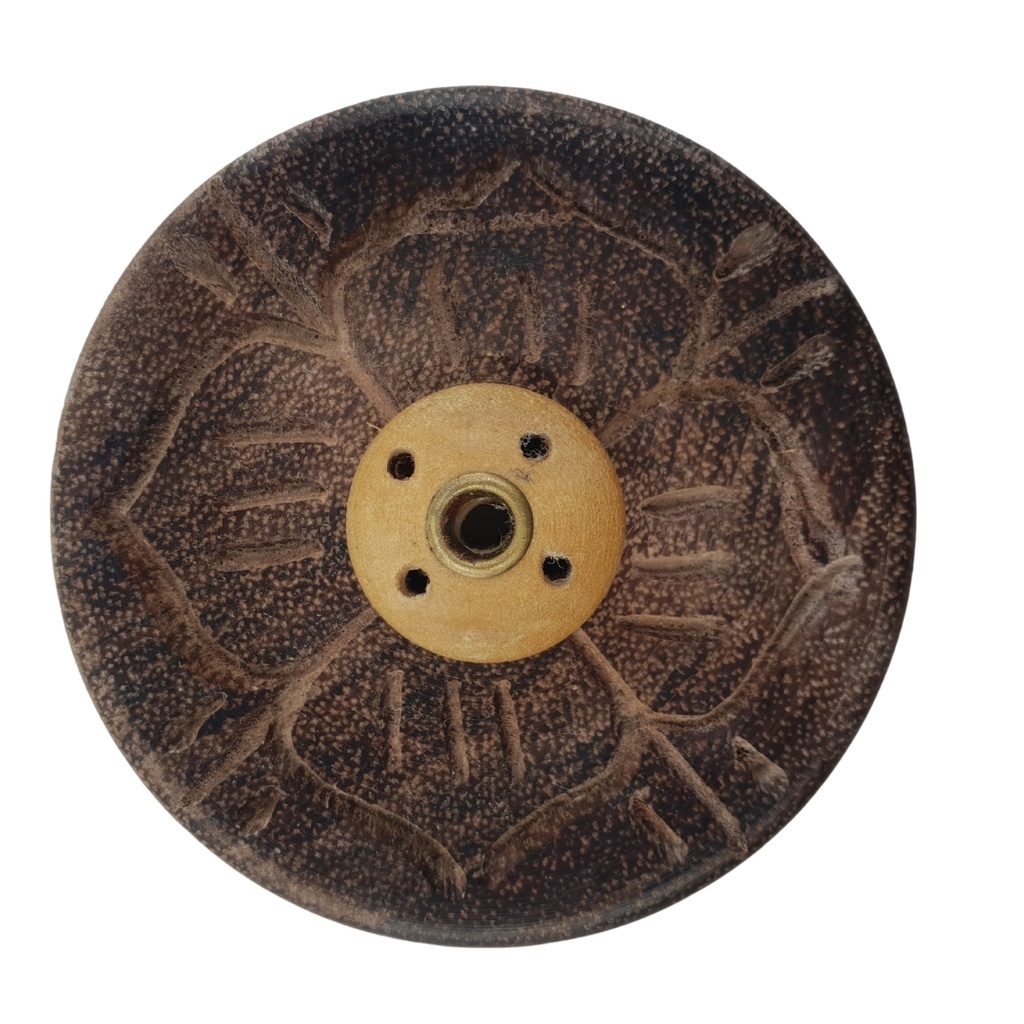 TIBETAN | INCENSE HOLDER Wooden ROUND A 7cm Tibetan