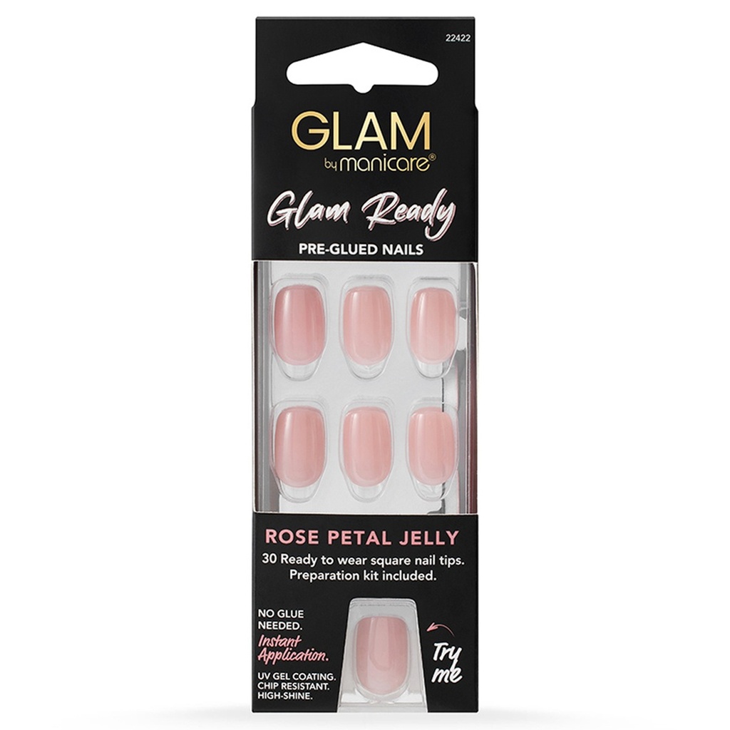 MANICARE | Glam Ready Pre-Glued Nails 30Pcs – Rose Petal Jelly