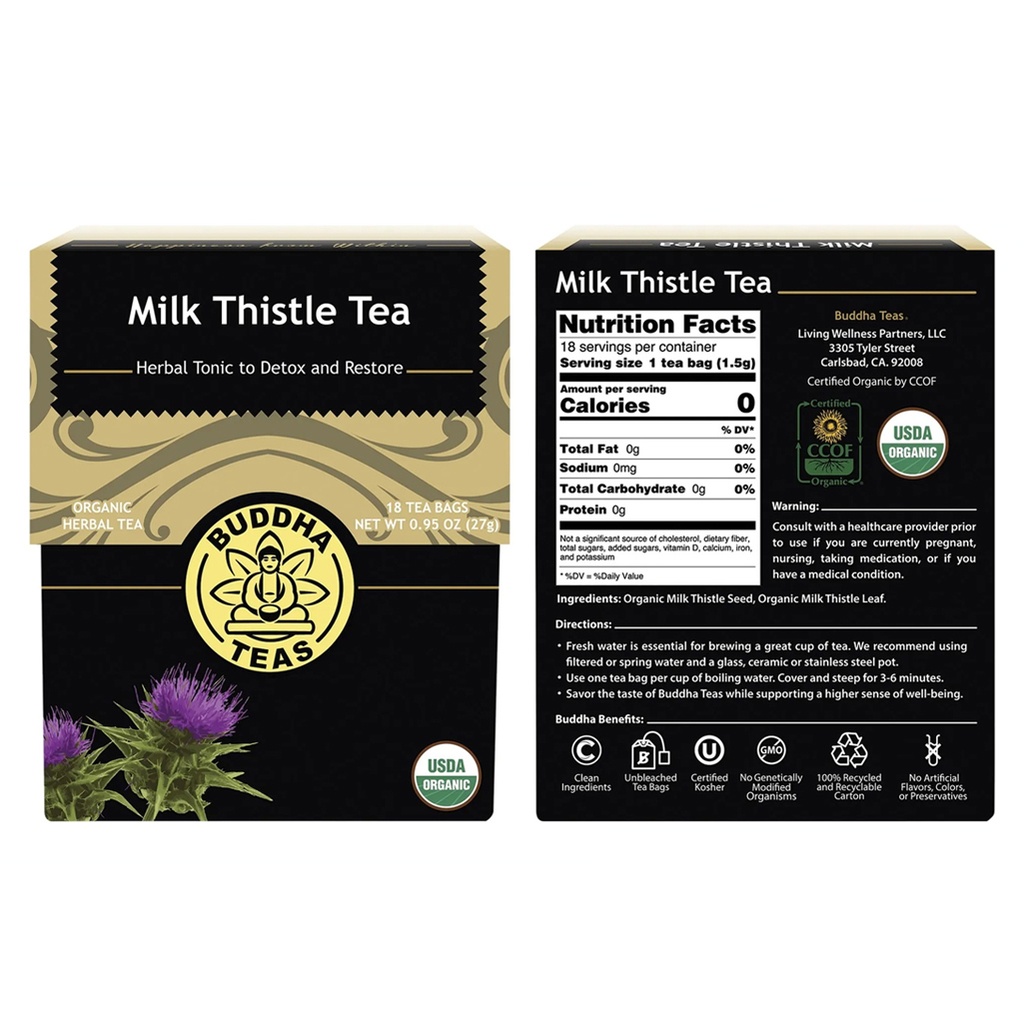 BUDDHA TEAS | Organic Herbal Tea Bags Milk Thistle Tea 18pk