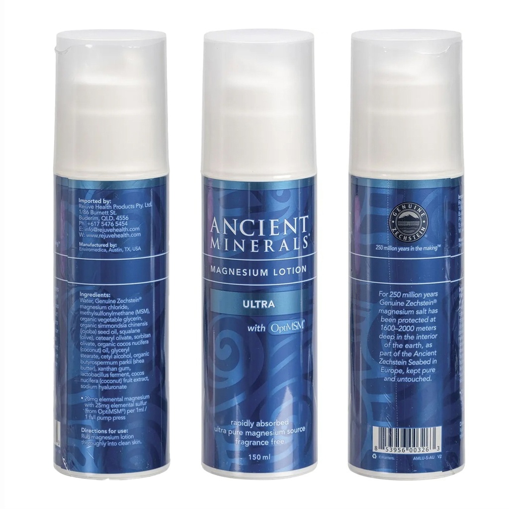 ANCIENT MINERALS | Magnesium Lotion (50%) & MSM Ultra 150ml