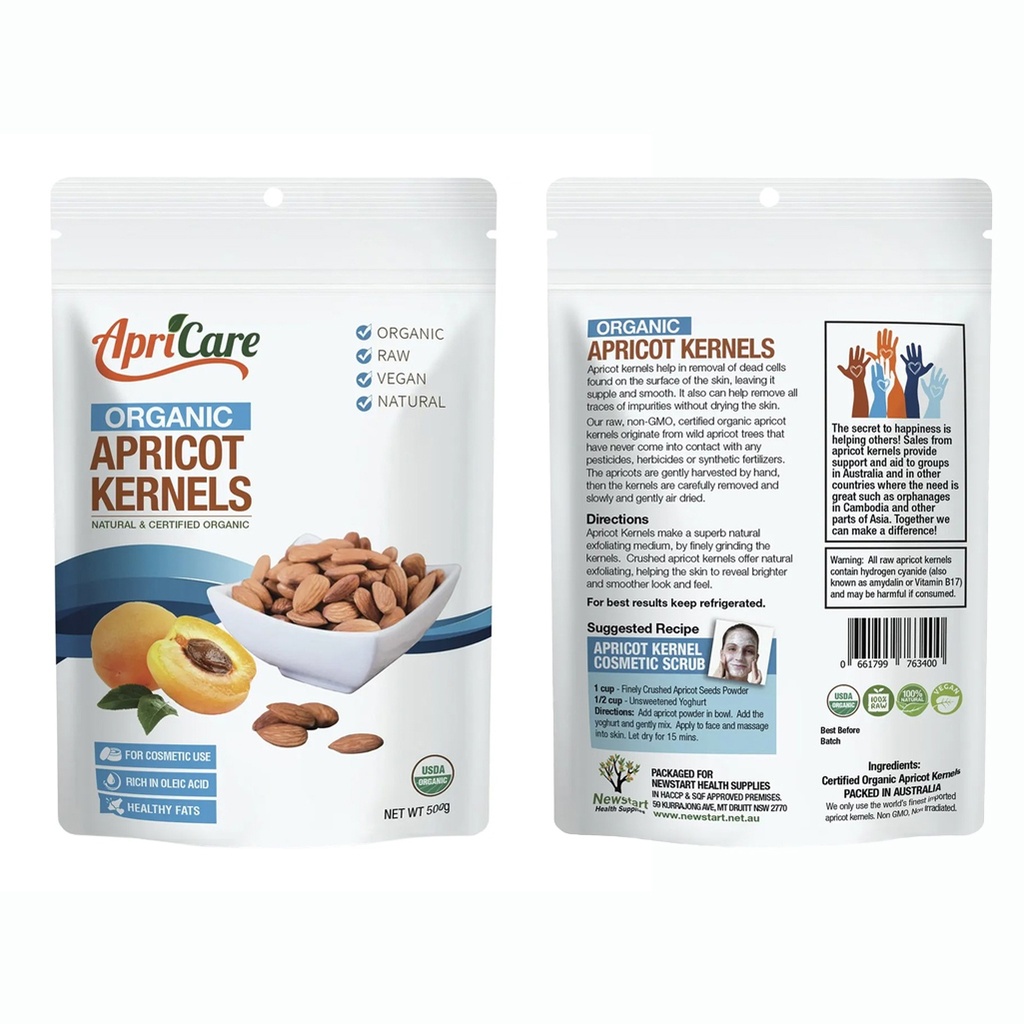 APRICARE | Apricot Kernels Organic Raw 500g