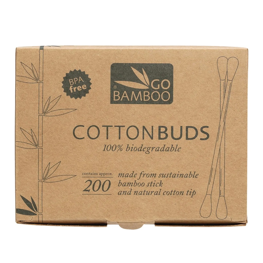 GO BAMBOO | Cotton Buds 100% Biodegradable 200pk