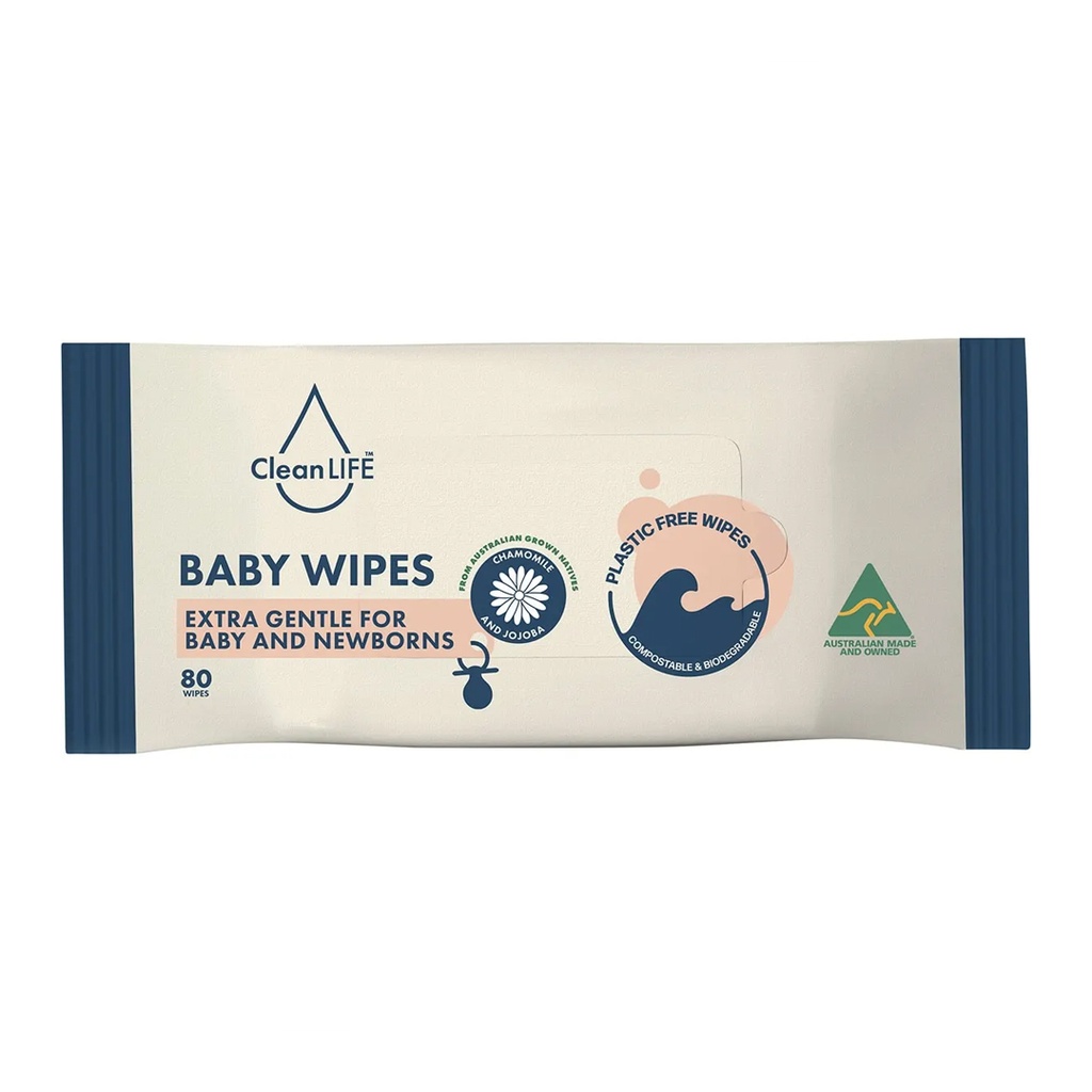 CLEANLIFE | Plastic Free Wipes Extra Gentle for Baby and Newborns 80pk