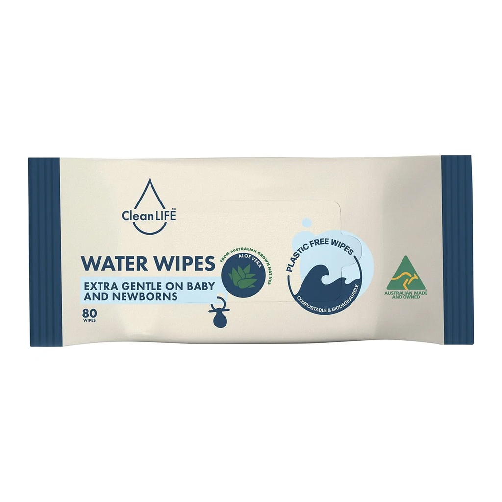 CLEANLIFE | Water Plastic Free Wipes Extra Gentle Baby and Newborns 80pk