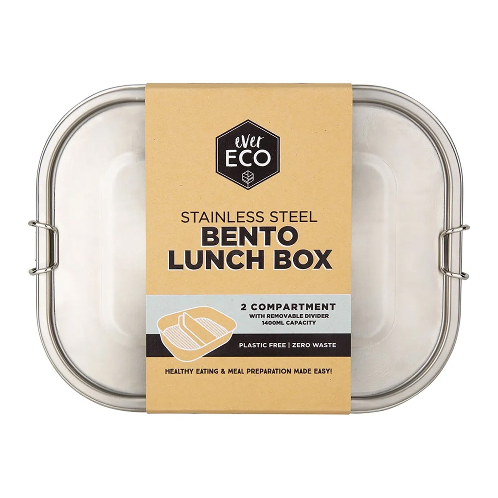 EVER ECO | Stainless Steel Bento Lunch Box 2 Compartments, 1400ml