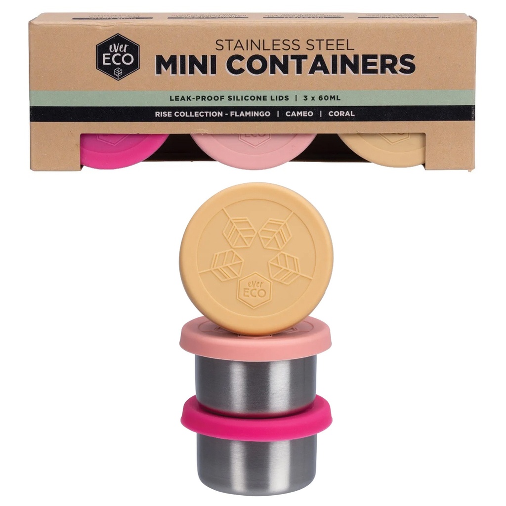 EVER ECO | Stainless Steel Mini Containers Rise Leak Proof, 60ml - Pack of 3pk