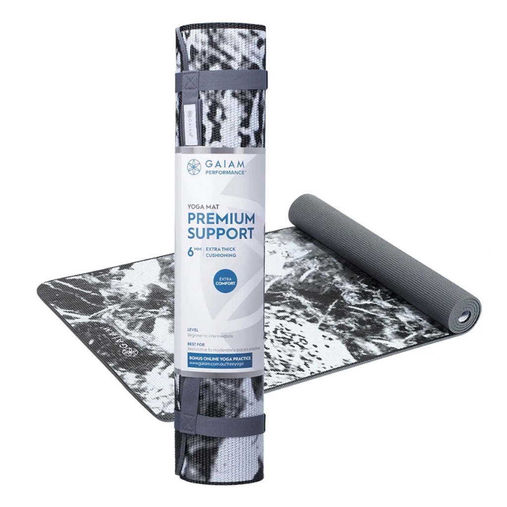 GAIAM | Yoga Mat Premium Support 6mm Dark Marble 61cm x 173cm
