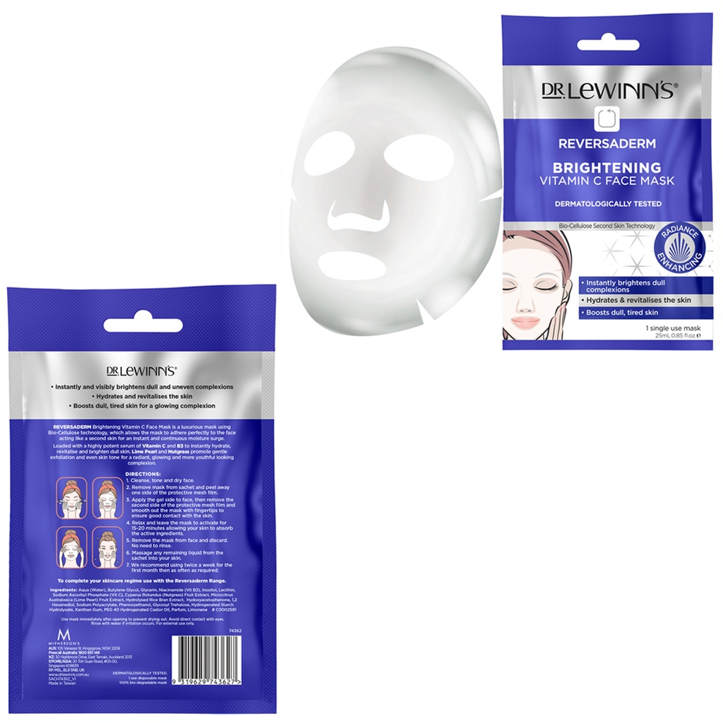 DR. LEWINN'S | Reversaderm Brightening Vitamin C Face Mask 1 Pack