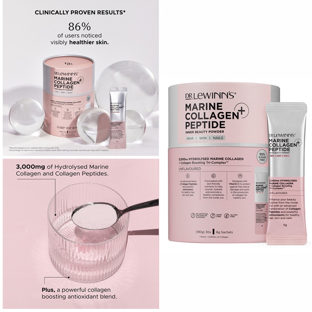 DR. LEWINN'S | Marine Collagen Peptide+ Inner Beauty Powder, 6g/sachet - a pack of 30 sachets