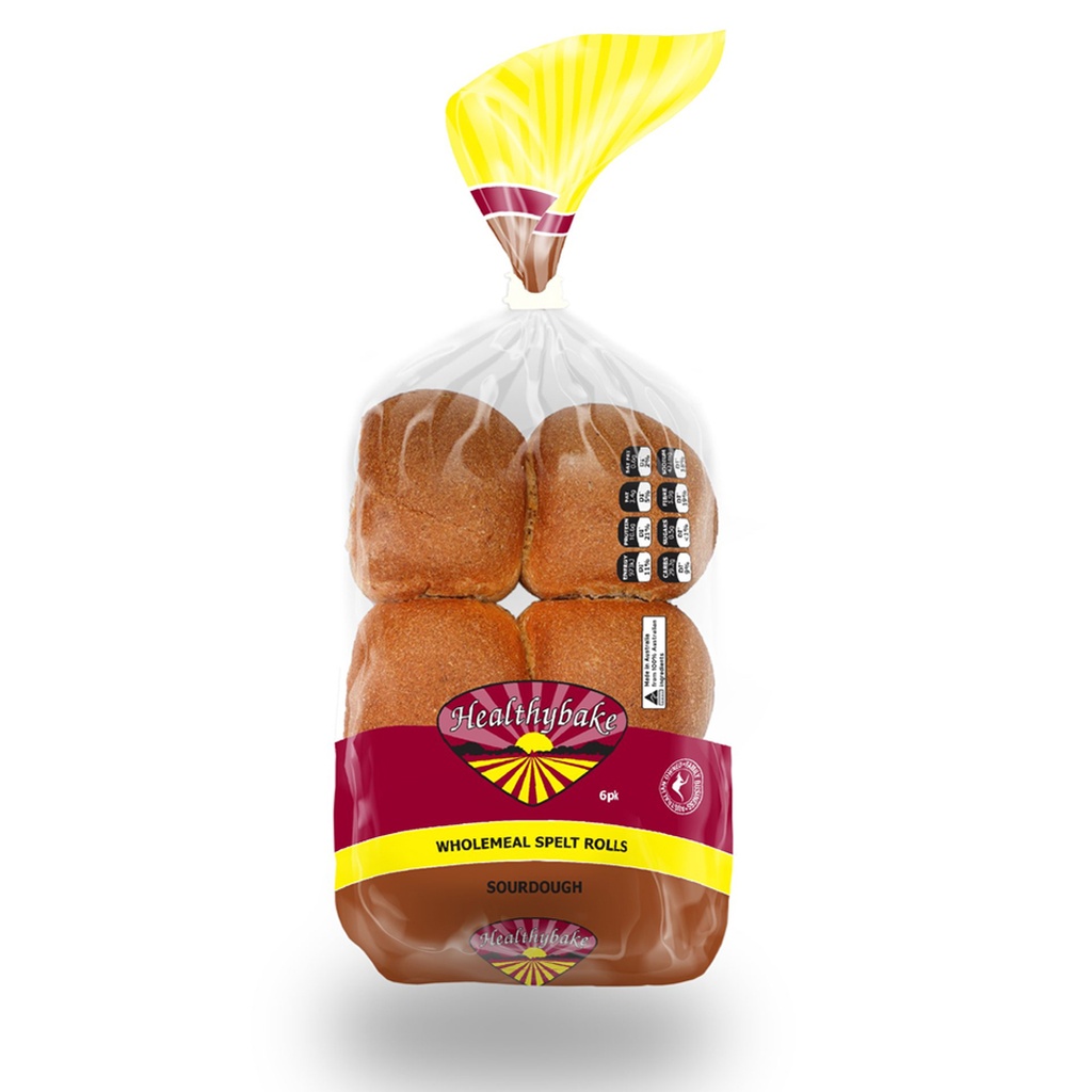 HEALTHYBAKE | Organic Wholemeal Spelt Rolls Sourdough, Pack of 6 Packs
