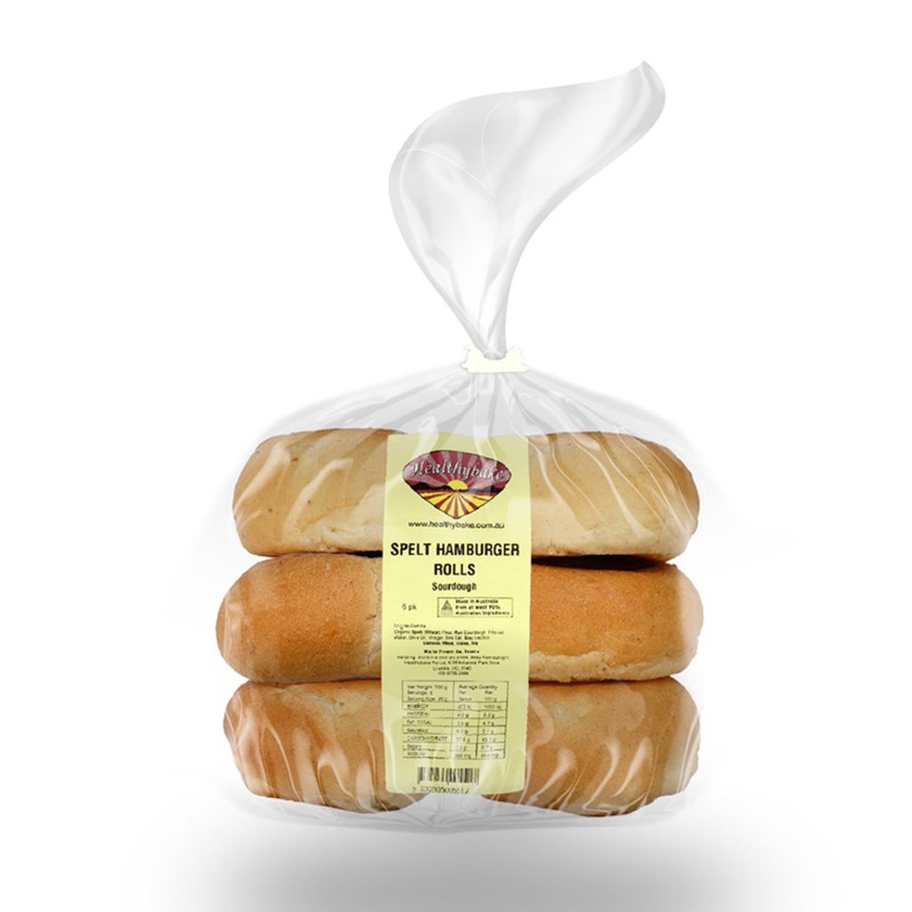 HEALTHYBAKE | Organic Spelt Hamburger Rolls Sourdough, Pack of 6 Packs