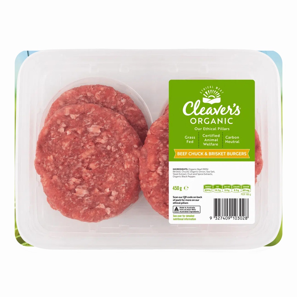 CLEAVER’S 有機肉品 | 有機牛肩胛和牛腩漢堡肉 450克