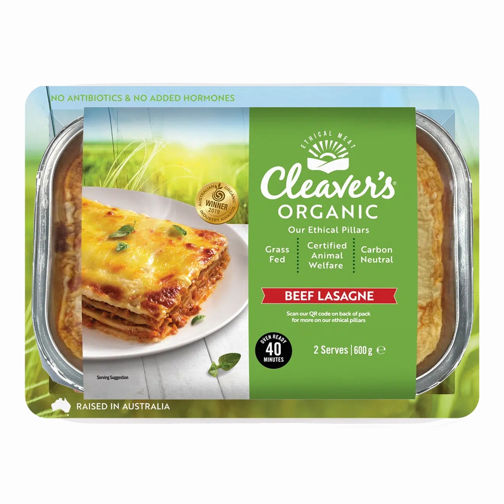 CLEAVER’S ORGANIC MEAT | Organic Beef Lasagne 600g