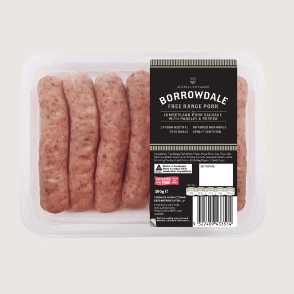 BORROWDALE 放養豬肉 | 認證放養康伯蘭香腸配香芹和胡椒