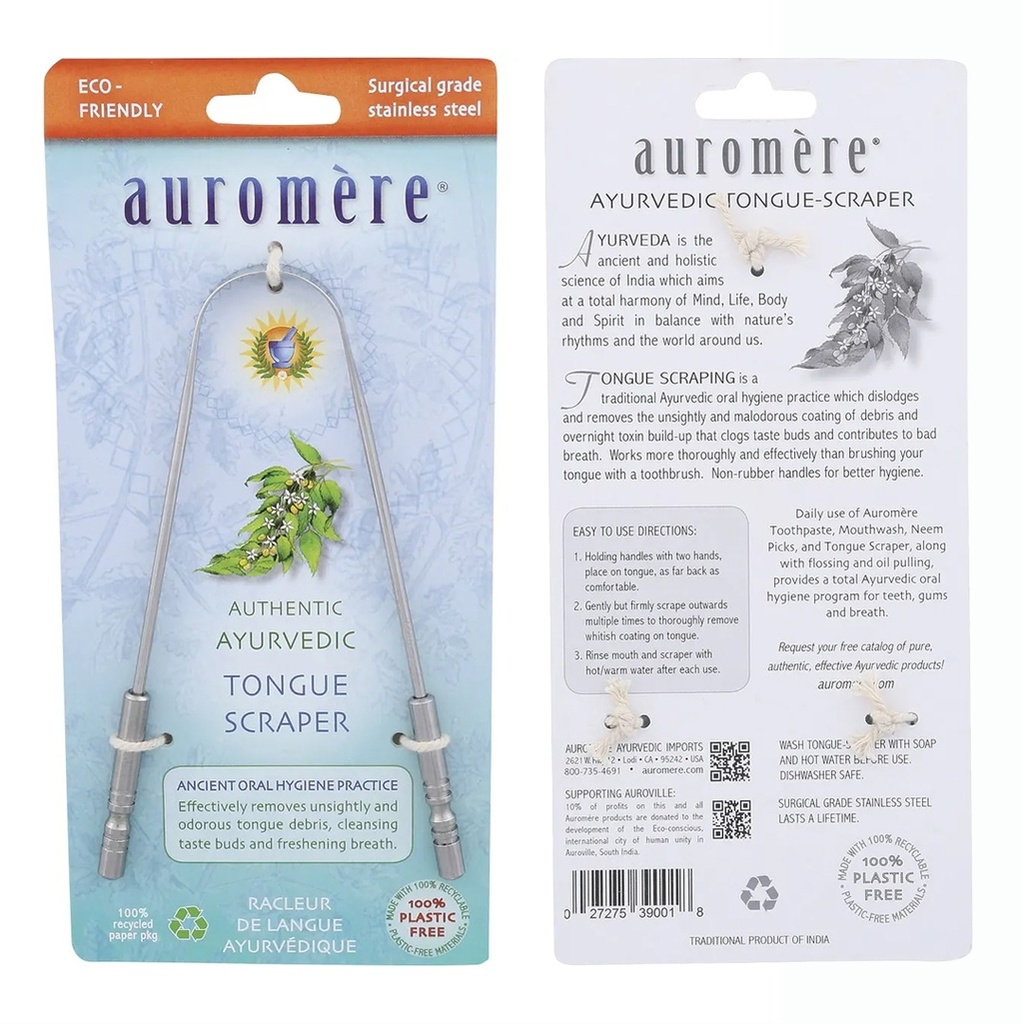 AUROMERE | Tongue Scraper Ayurvedic Surgical Grade Stainless Steel