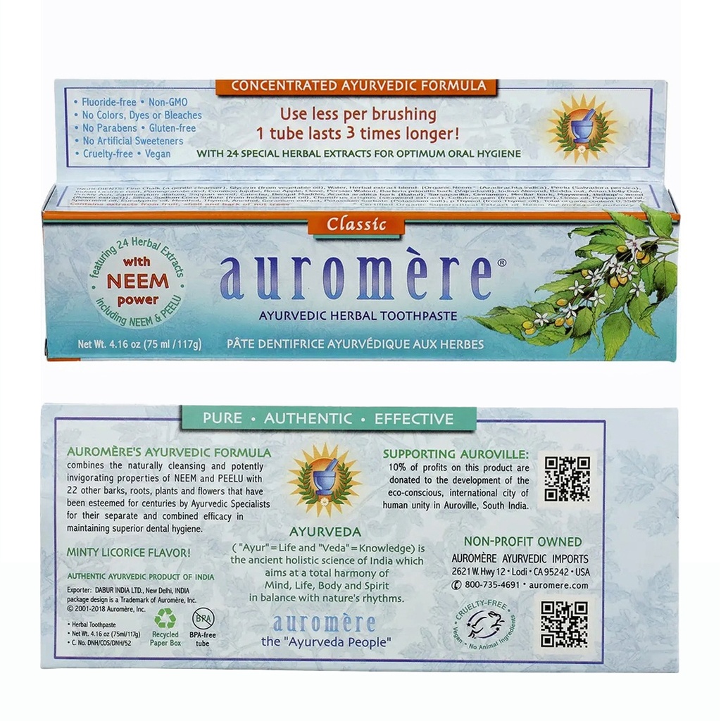 AUROMERE｜阿育吠陀经典甘草无氟牙膏 117克