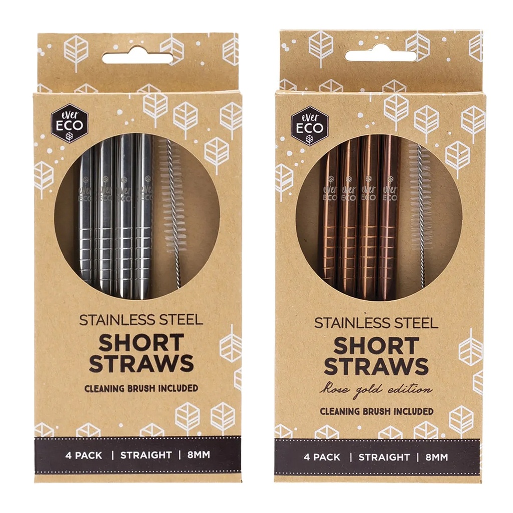 EVER ECO | Stainless Steel Short Straws, pack of 4pk