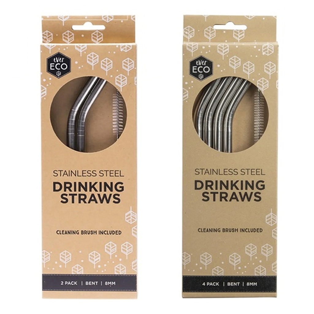EVER ECO | Stainless Steel Straws Bent, Silver