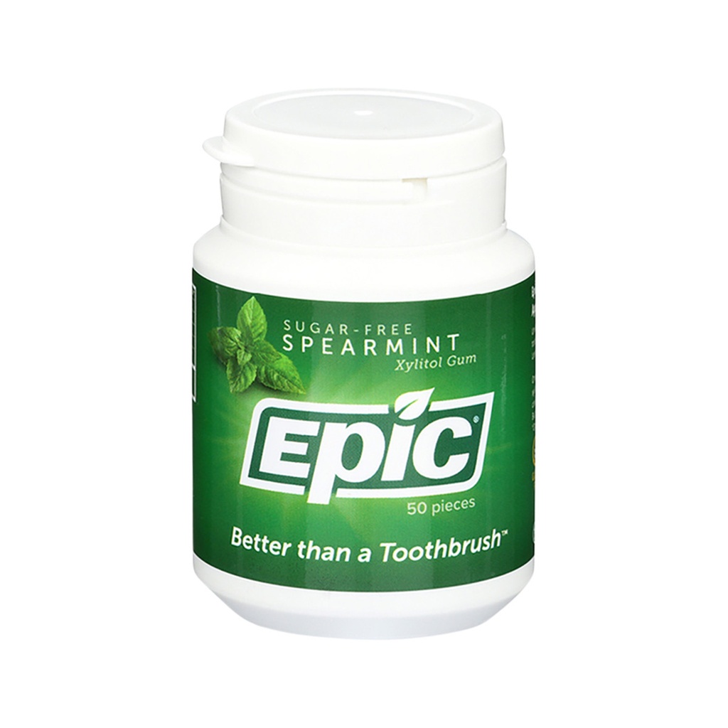 EPIC | Xylitol (Sugar-Free) Gum Spearmint, 50 Piece Tub