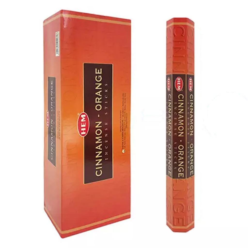 HEM | Incense Hex CINNAMON ORANGE, Box of 6 Packs, 20 Sticks per Pack
