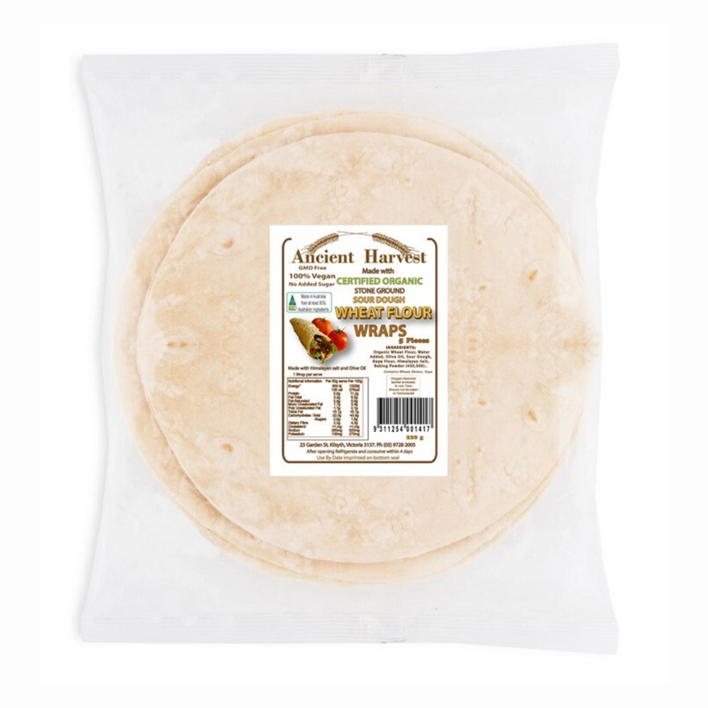 ANCIENT HARVEST | Organic Sourdough Wheat Flour Wraps 220g