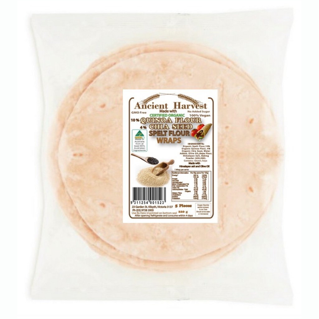 ANCIENT HARVEST | Organic Quinoa Chia Seed Spelt Flour Wraps 220g