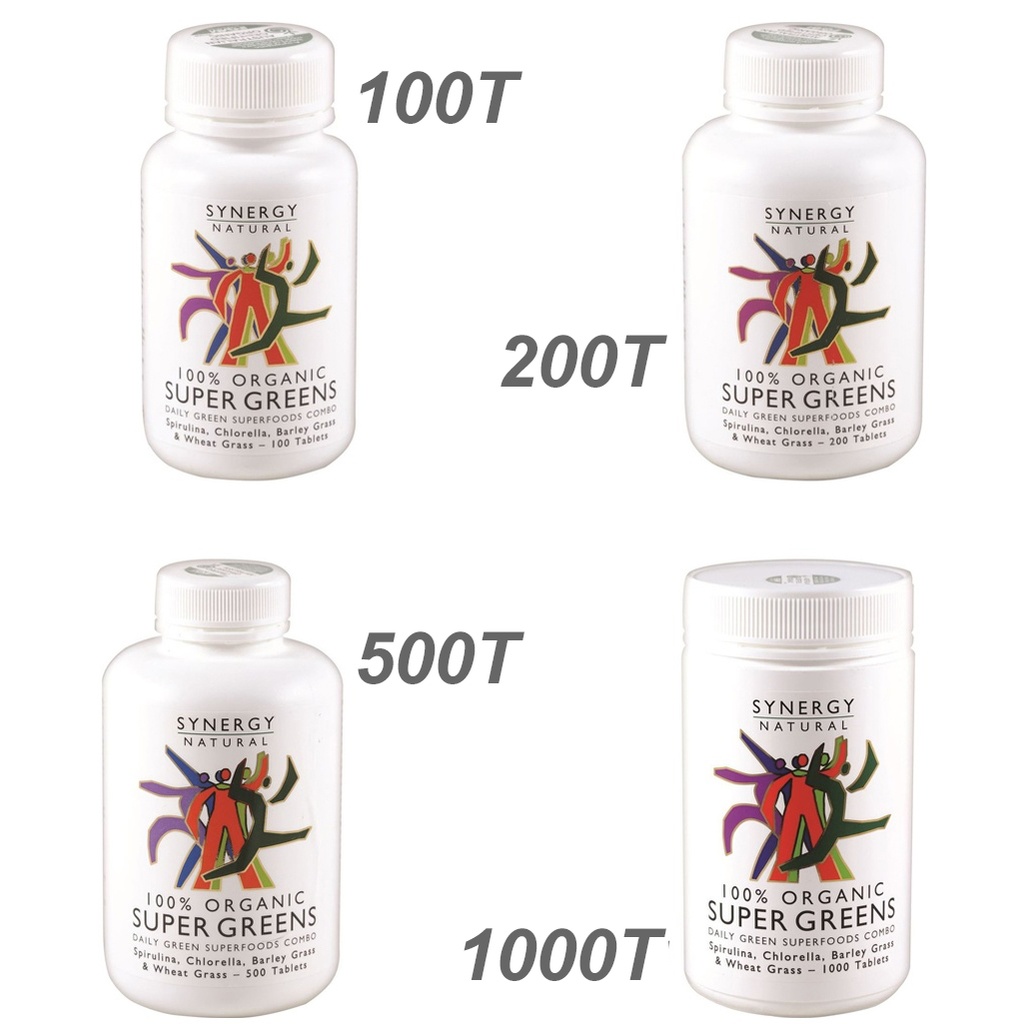 SYNERGY NATURAL | Organic Super Greens〔Spirulina, Chlorella, Barley Grass & Wheat Grass〕【t = tablets】