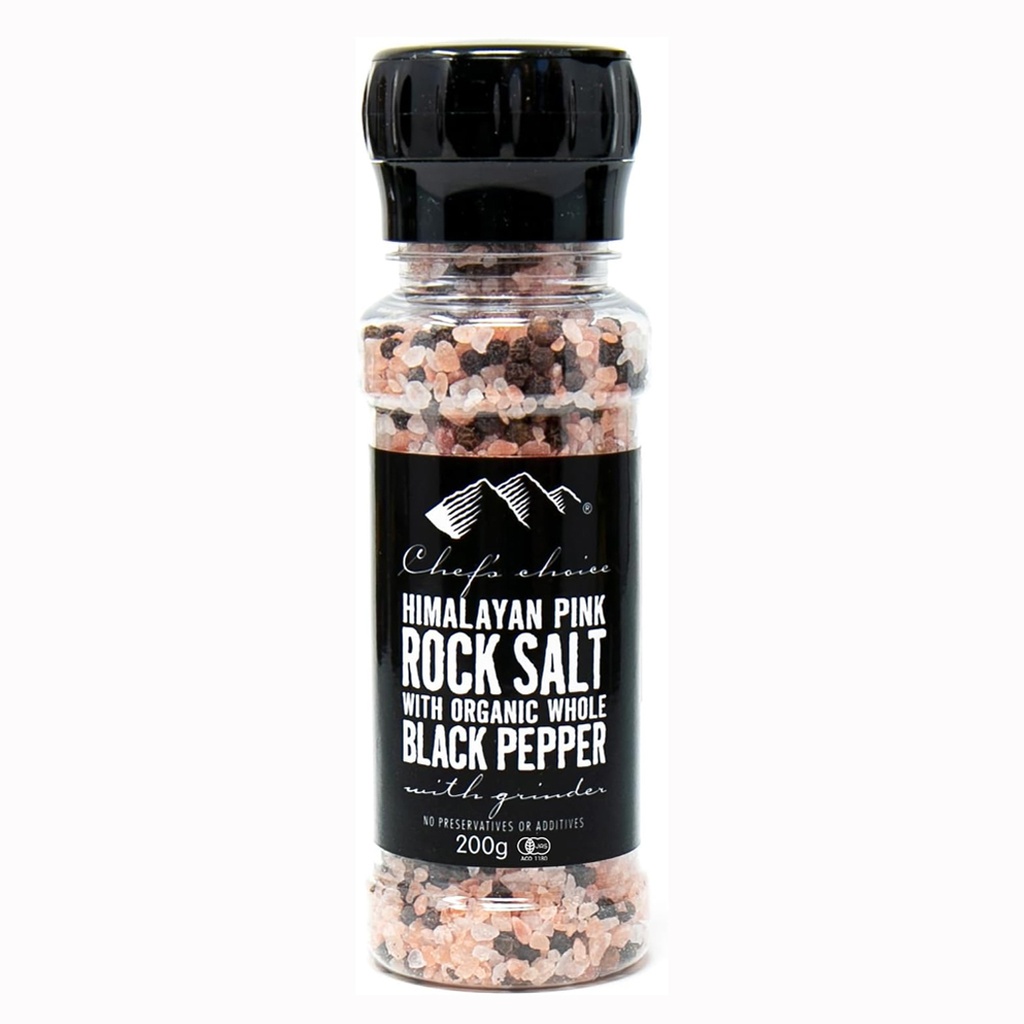 CHEF'S CHOICE | Himalayan Pink Rock Salt & Organic Black Pepper Grinder 200g