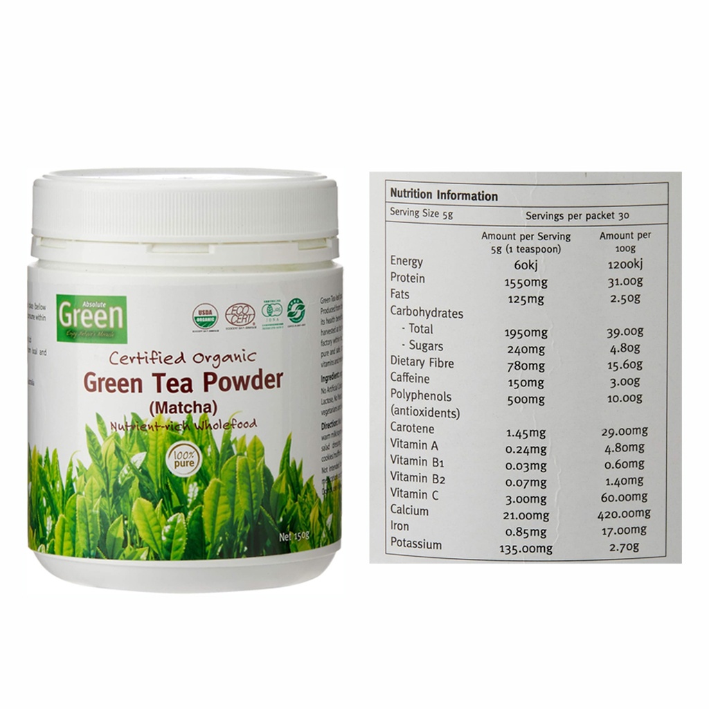 ABSOLUTE GREEN | Certified Organic Green Tea Powder 150g