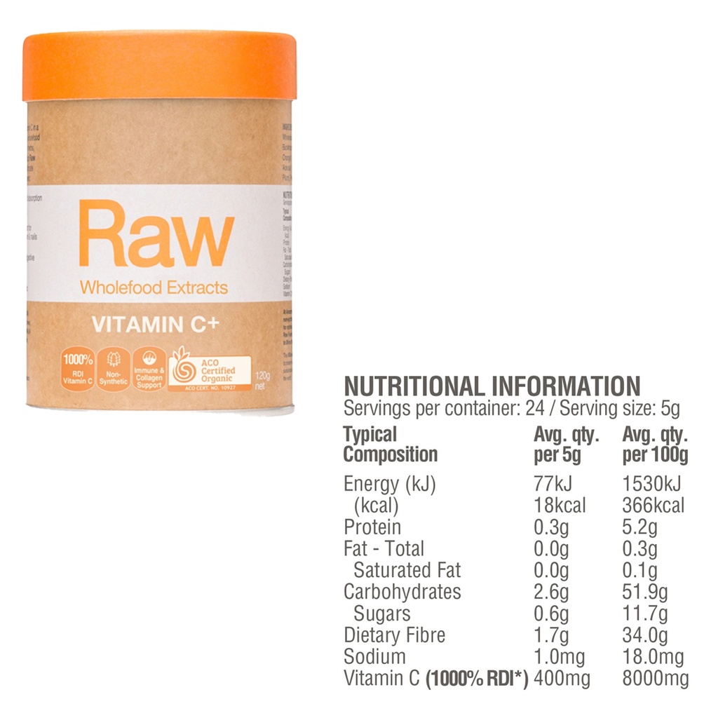 AMAZONIA | Raw Wholefood Extracts Vitamin C+ Passionfruit Flavour 120g 【Certified Organic】