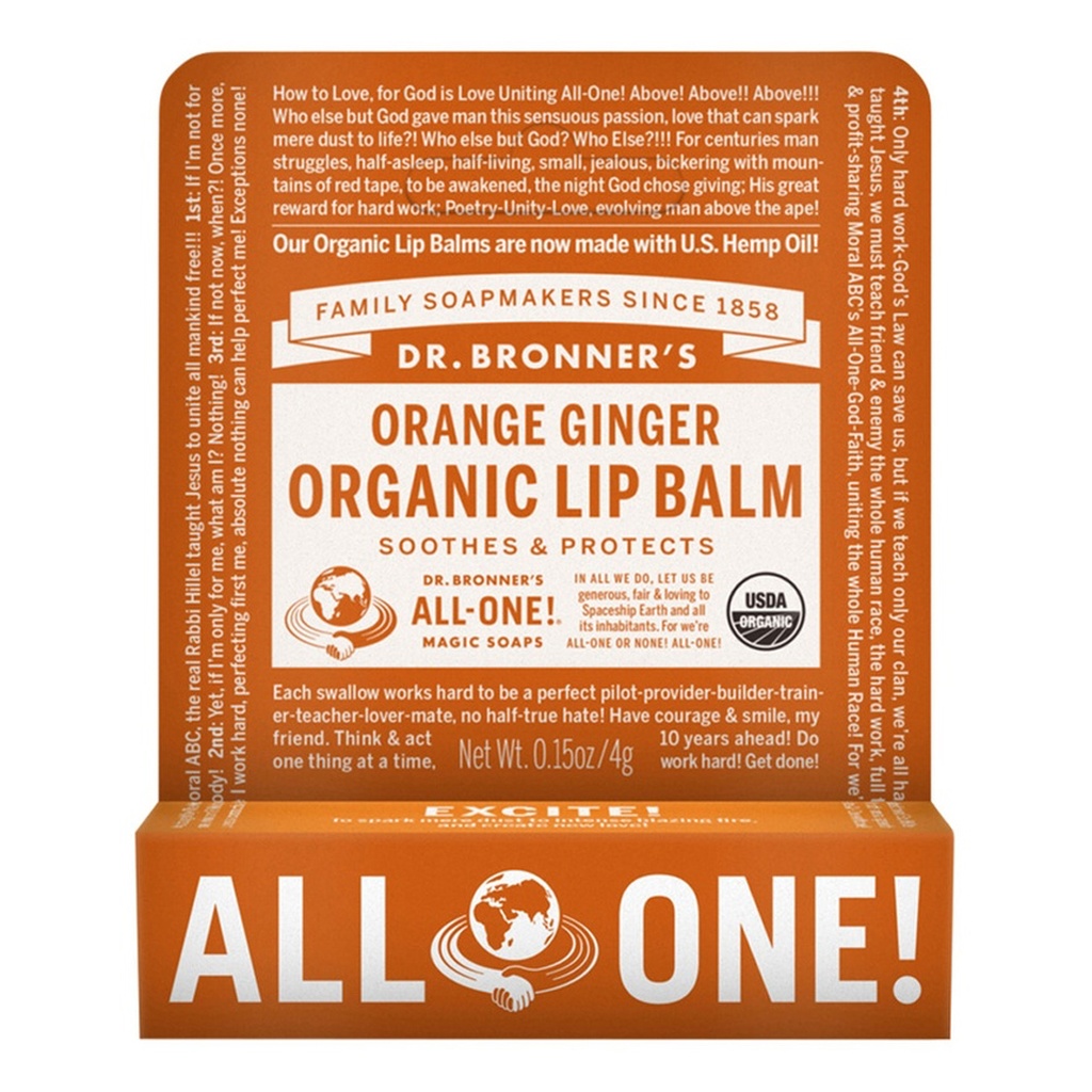 DR. BRONNER'S | Organic Lip Balm Orange Ginger, 4g