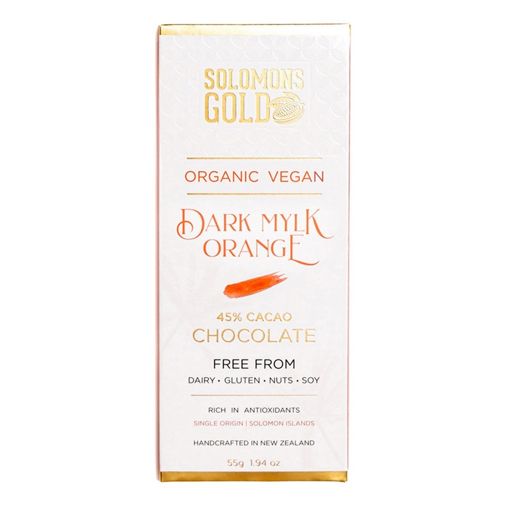 SOLOMONS GOLD | Organic Vegan Dark Mylk Orange Chocolate (45% Cacao) 55g