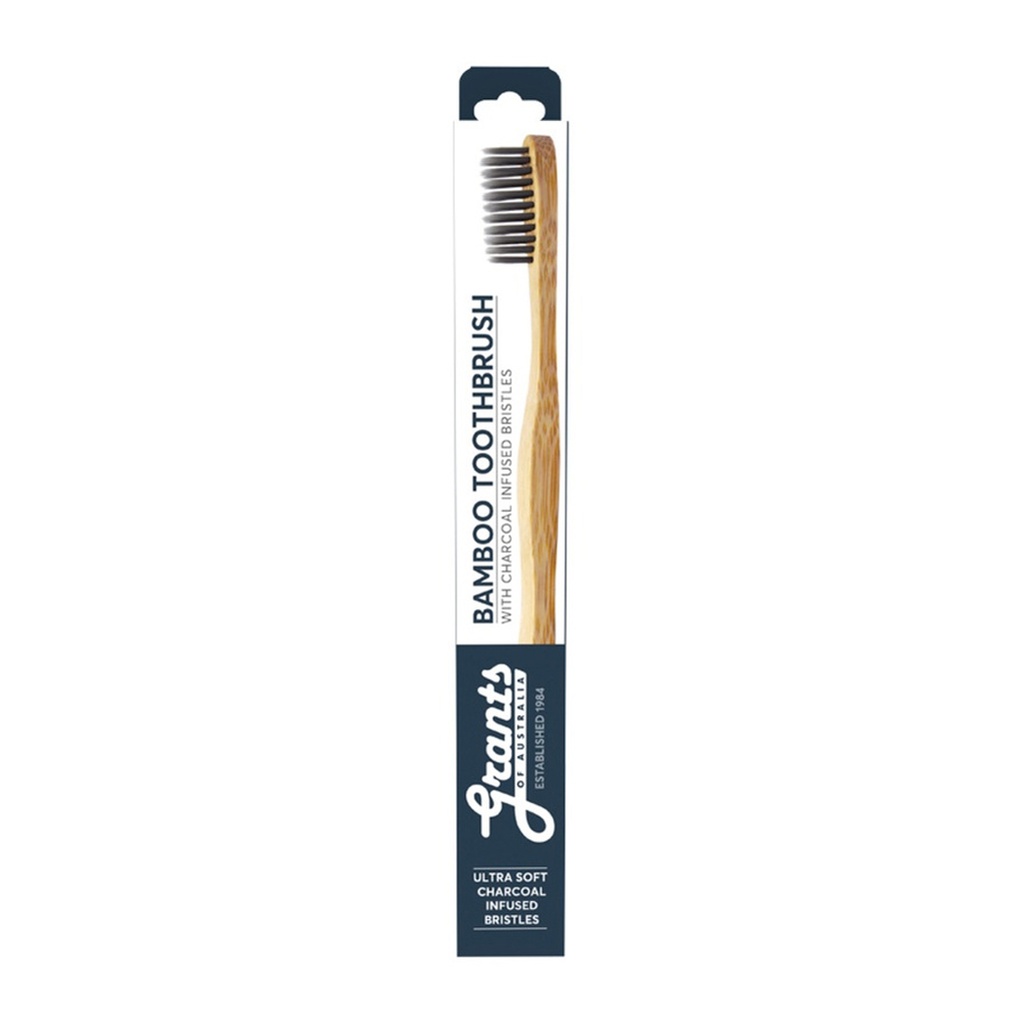 GRANTS OF AUSTRALIA | Biodegradable Bamboo Toothbrush with Charcoal Bristles Adult Ultra Soft