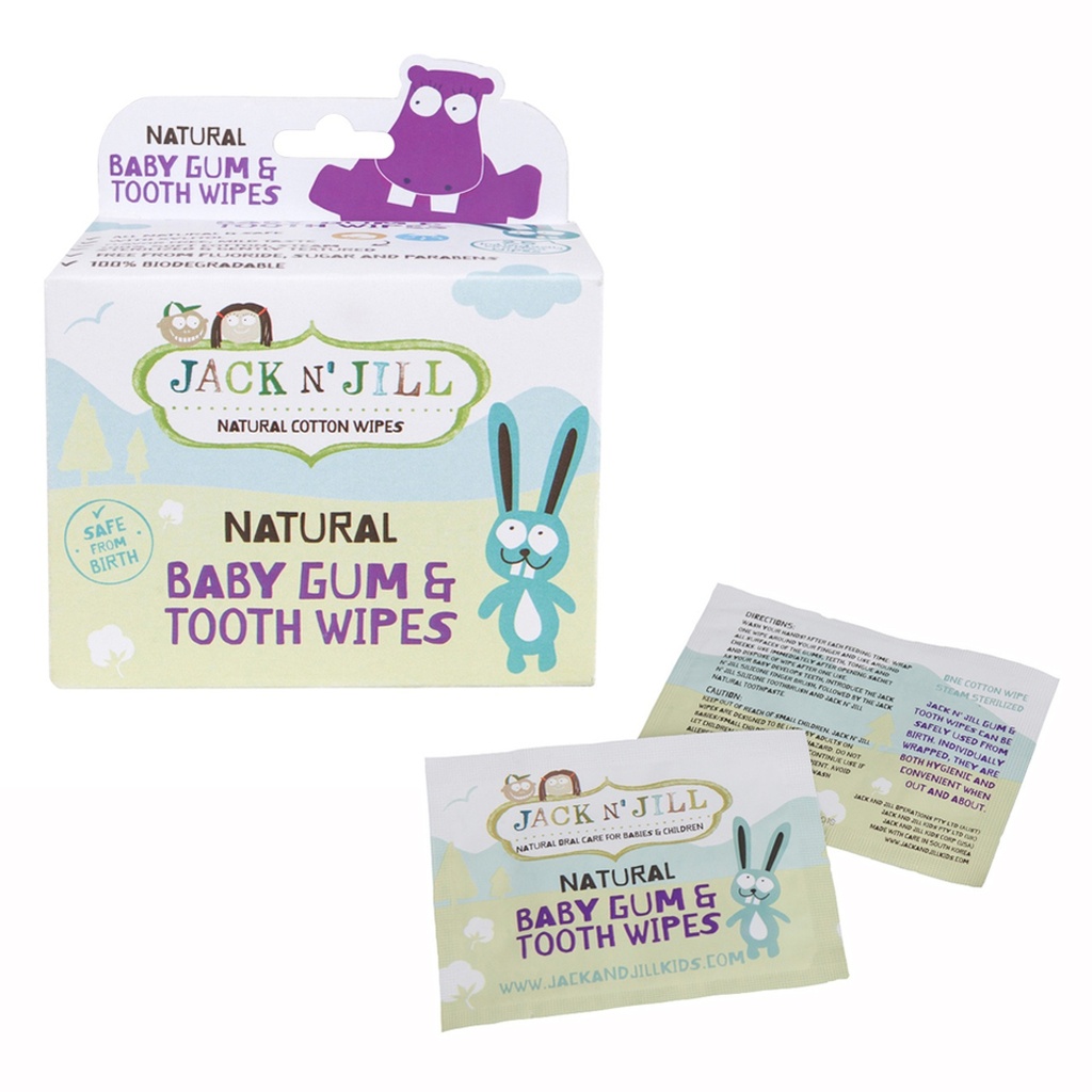 JACK N' JILL | Natural Baby Gum & Tooth Wipes (0 months+), pack of 25 pcs