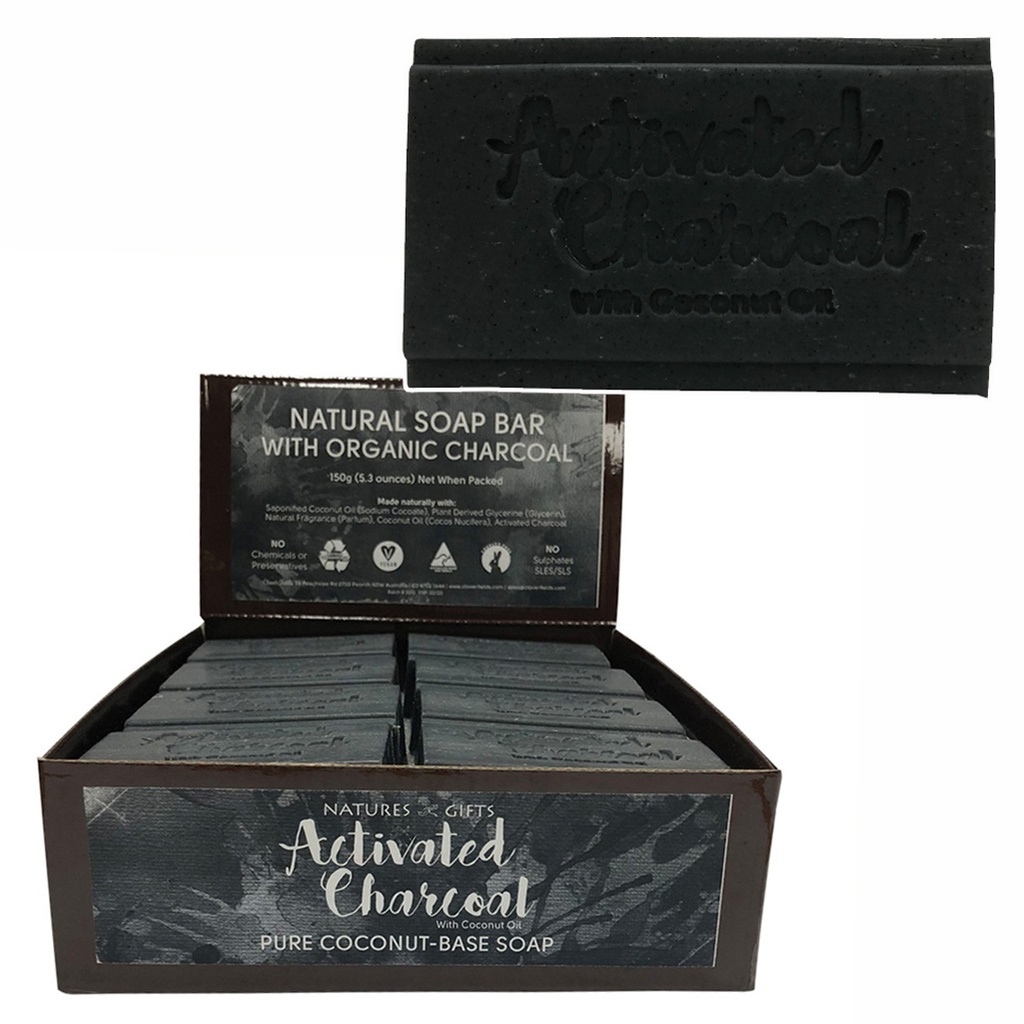 CLOVER FIELDS | Natures Gifts Essentials Activated Charcoal with Coconut Oil Coconut-Base Soap, 150g