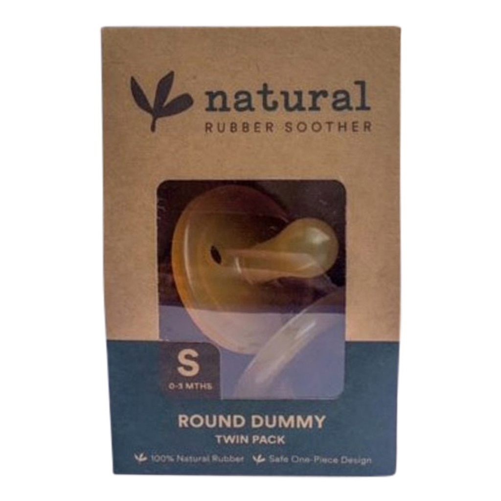 NATURAL RUBBER SOOTHER | Round Dummy Small (0-3 Months) Twin Pack