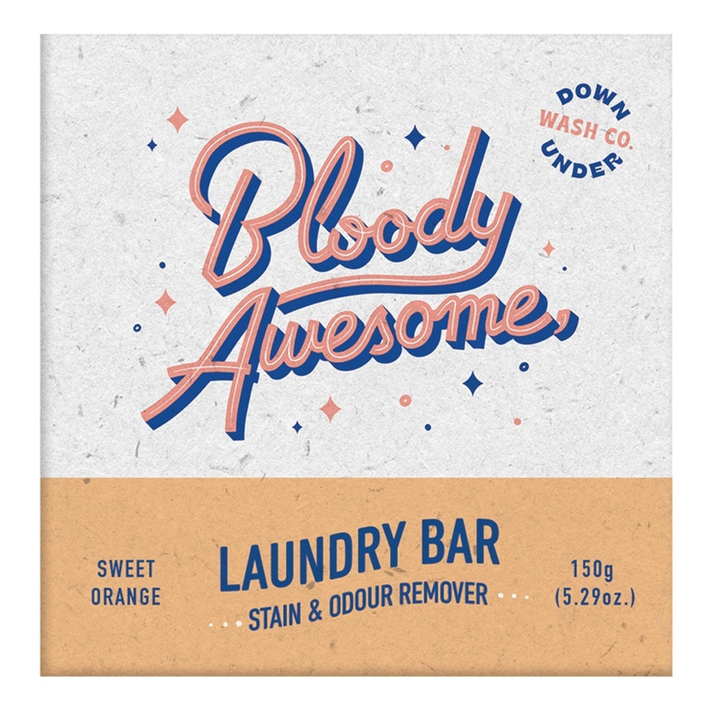 DOWNUNDER WASH CO. | (Bloody Awesome) Laundry Bar Stain & Odour Remover Sweet Orange, 150g