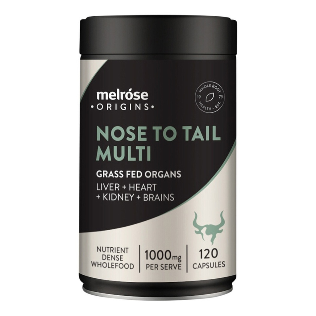 MELROSE | Origins Nose To Tail Multi (Grass Fed Organs 1000mg: Liver + Heart + Kidney + Brains) 120c