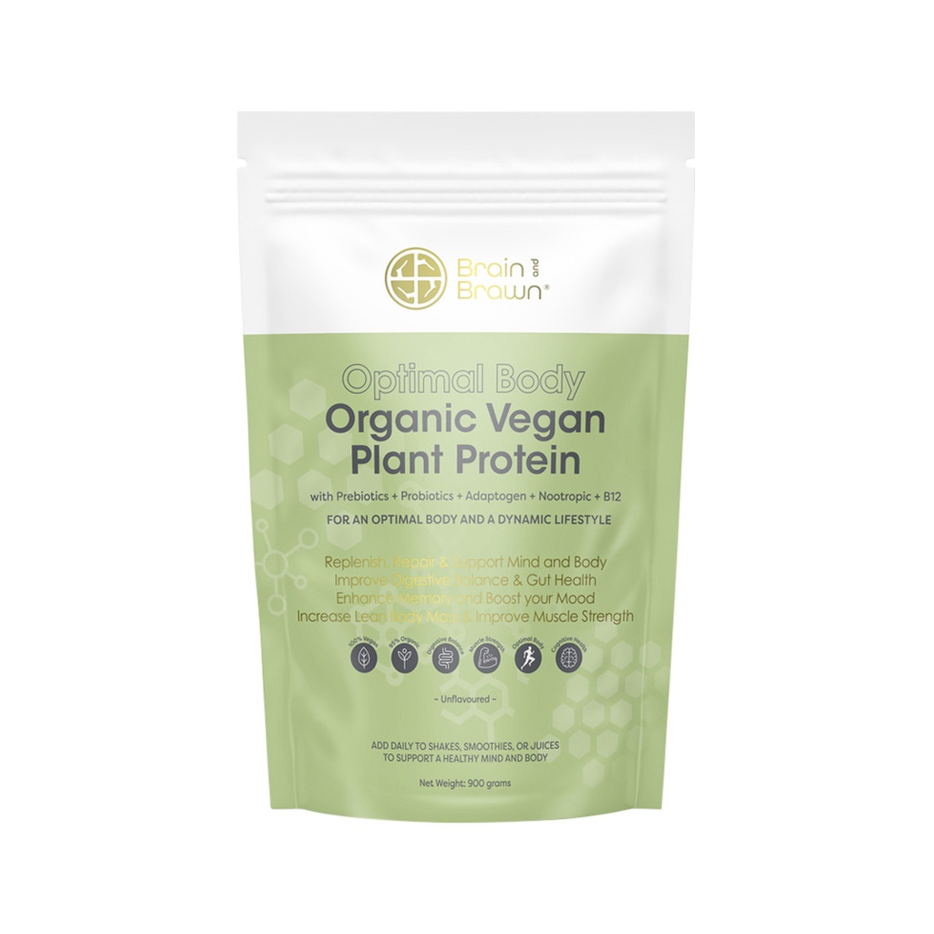 BRAIN AND BRAWN | 最佳身體有機純素植物蛋白無味 900g