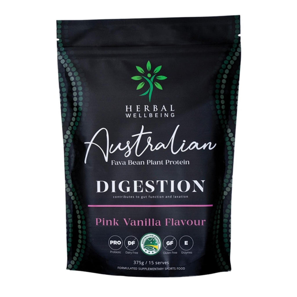 HERBAL WELLBEING | Australian Fava Bean Plant Protein Digestion Pink Vanilla 375g