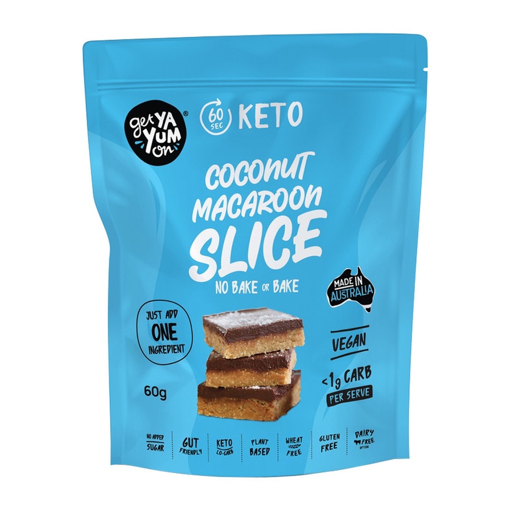 GET YA YUM ON | (60 sec Keto) Coconut Macaroon Slice (No Bake or Bake) 60g