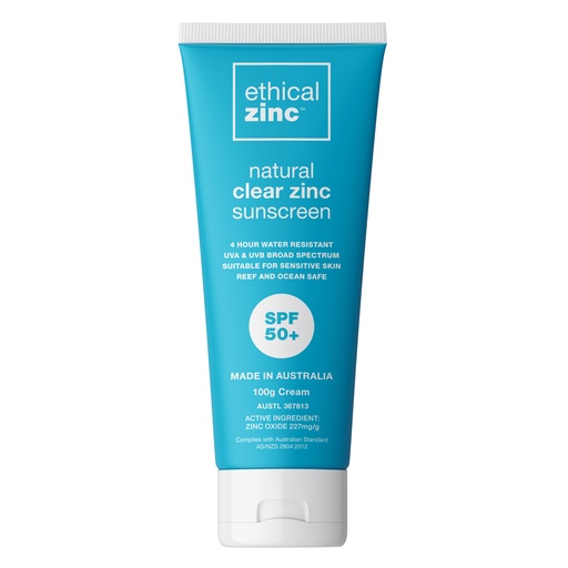 ETHICAL ZINC | SPF50+ Natural Clear Zinc Sunscreen, 100g
