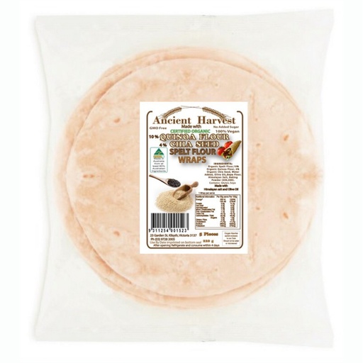 ANCIENT HARVEST | Organic Quinoa Chia Seed Spelt Flour Wraps 220g