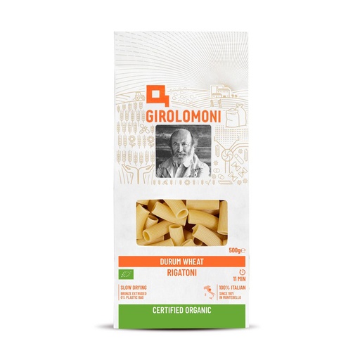GIROLOMON | Organic Durum Wheat Semolina Pasta Rigatoni 500g