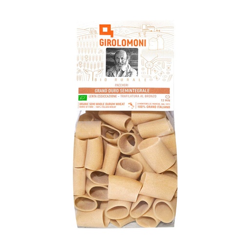 GIROLOMONI | Organic Semi-Whole Durum Wheat Semolina Paccheri 400g