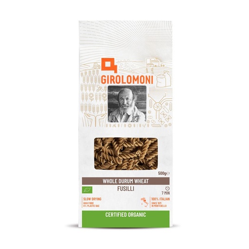 GIROLOMONI | Organic Whole Durum Wheat Semolina Fusilli 500g