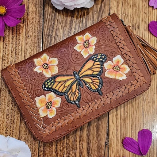 CGTL | Monarch Butterfly Leather Wallet - Tan