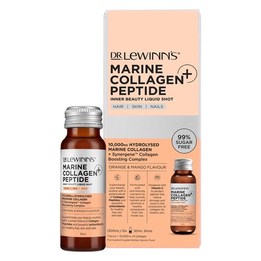 DR. LEWINN'S | Marine Collagen Peptide+ Inner Beauty Liquid Shot, Orange & Mango, 50ml/shot - a pack of 10 shots