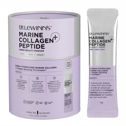DR. LEWINN'S | Marine Collagen Peptide+ Inner Beauty Powder Berry, 6g/sachet - a pack of 30 sachets
