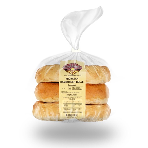 HEALTHYBAKE | Organic Khorasan Hamburger Rolls Sourdough, Pack of 6 Packs